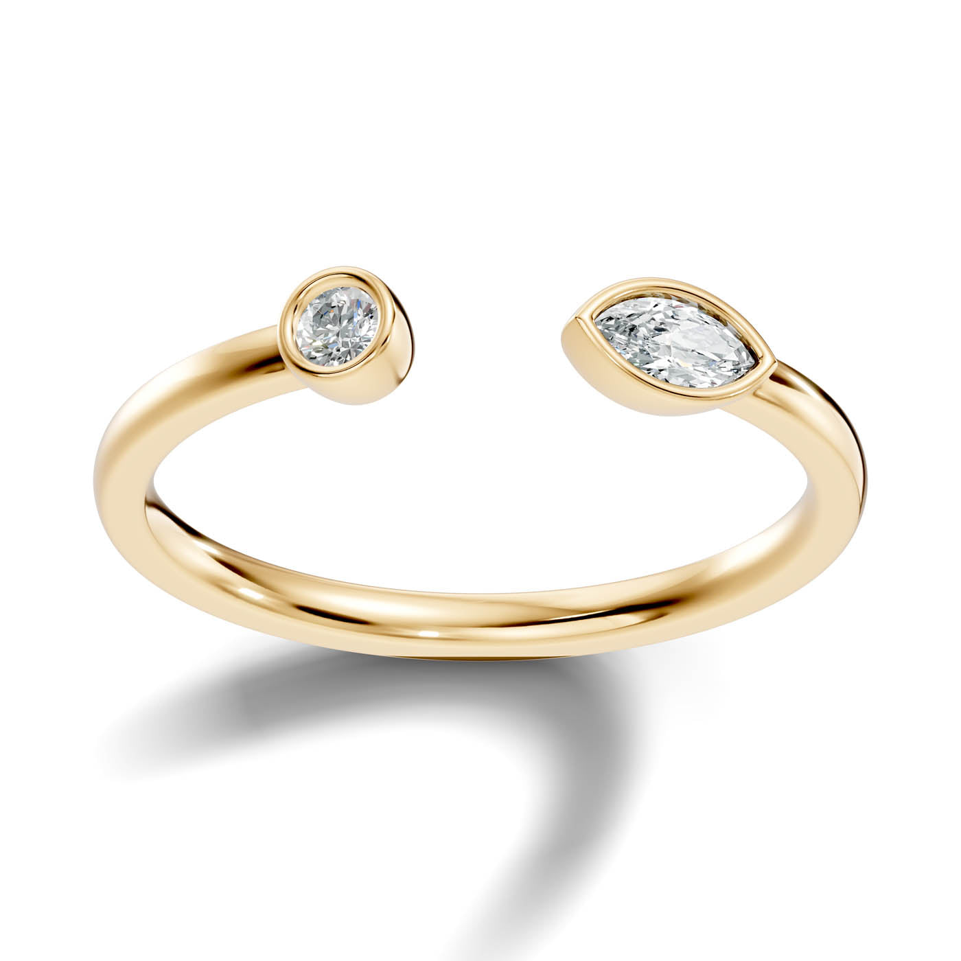 .15 Ct. Round & Marquise Diamond Bezel Open Ring (6-40565727821917) 4
