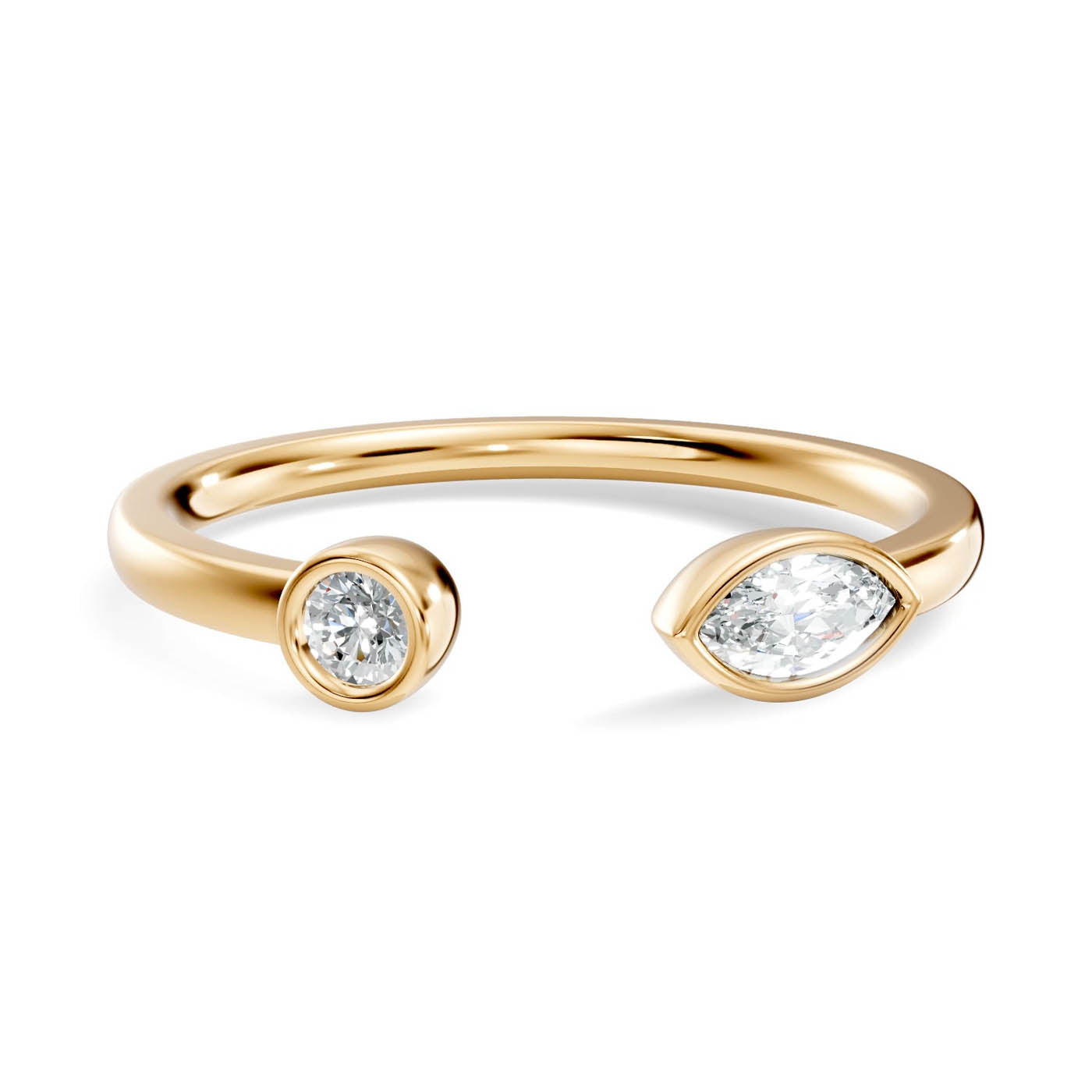 .15 Ct. Round & Marquise Diamond Bezel Open Ring (6-40565727821917) 3
