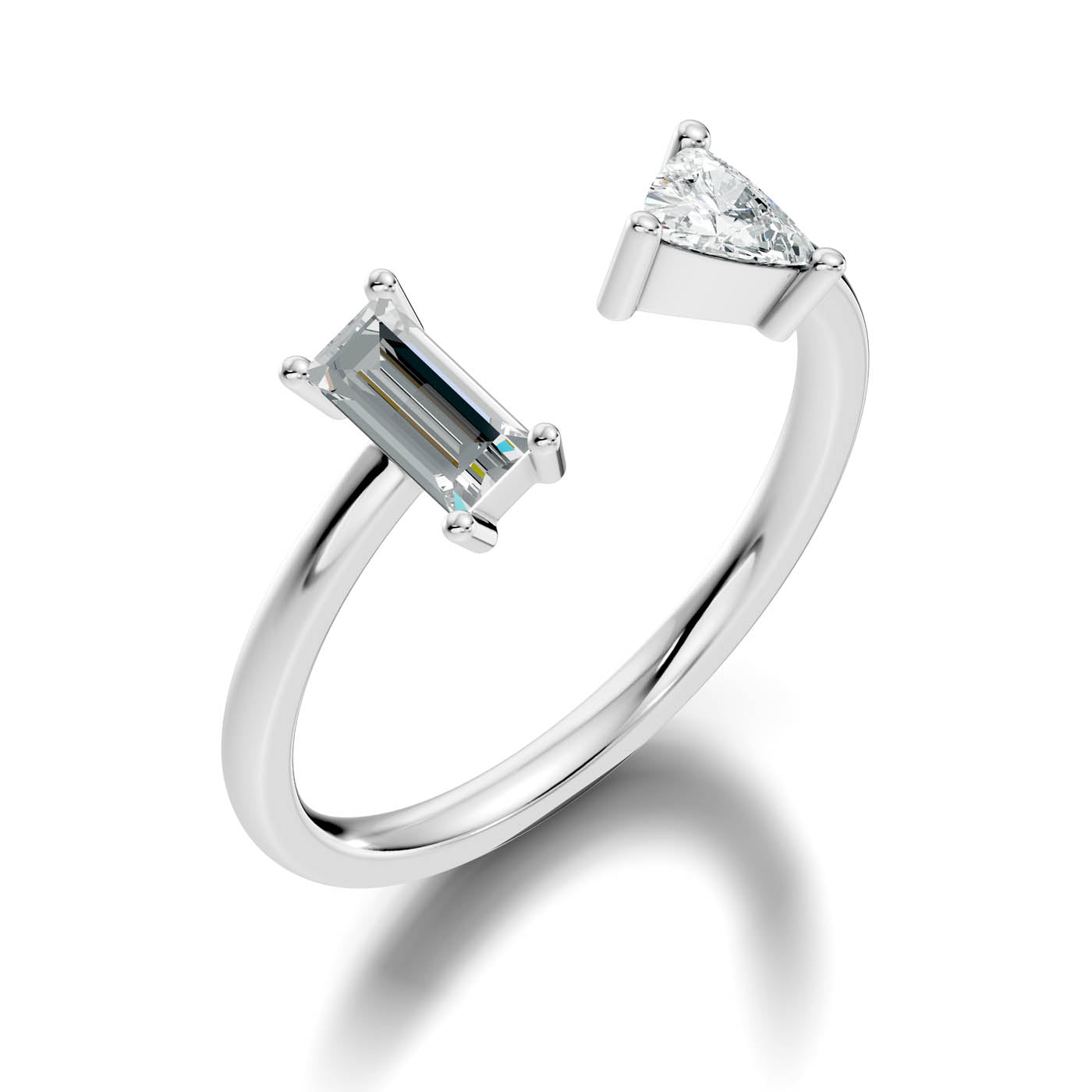 טבעת פתוחה מזהב עם יהלומי באגט וטריליון, 0.50 קרט (11-32954044874845) 13