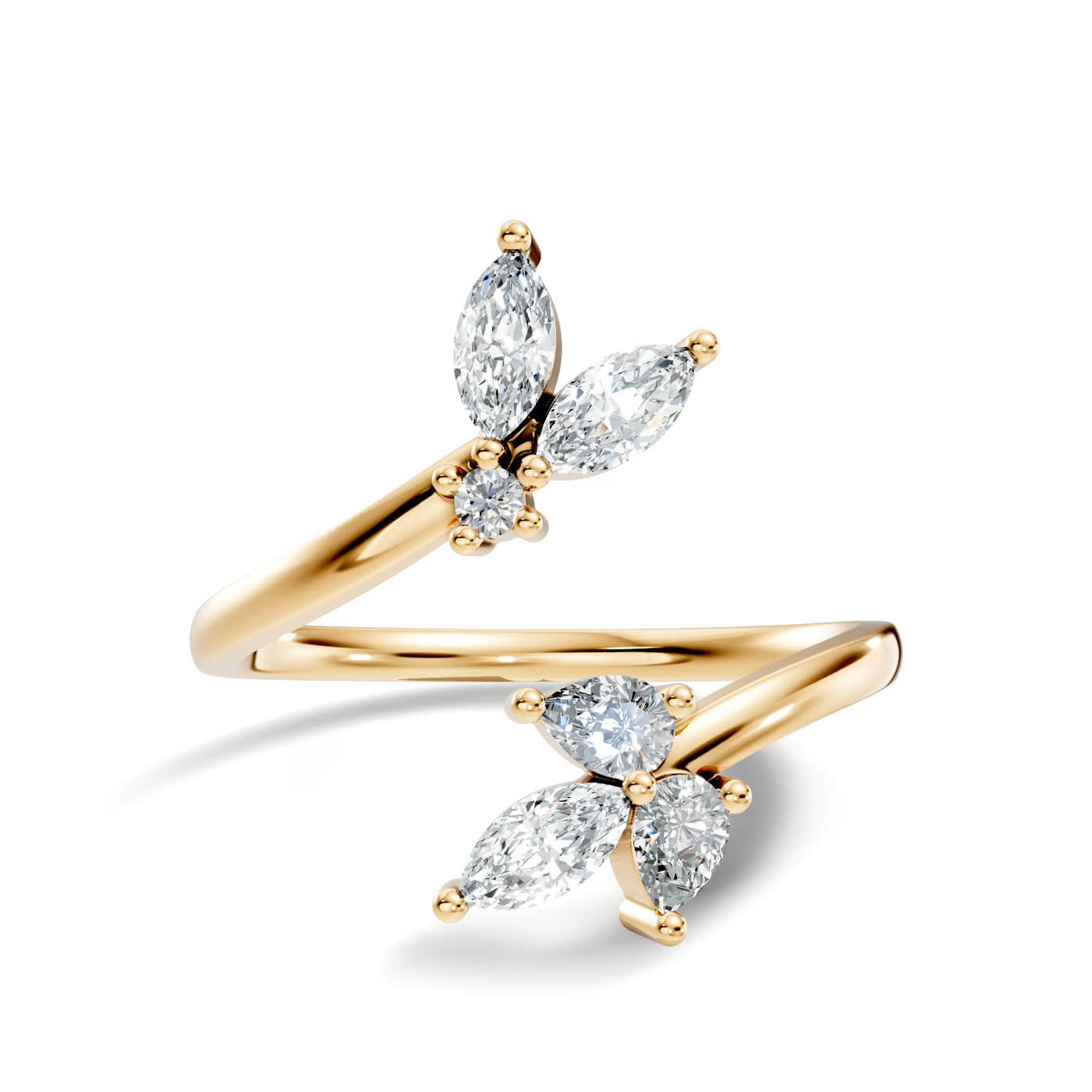 .50 Ct. Round Diamond Open Bypass Ring with Marquise and Pear Diamond Clusters (12-40565727133789) 3