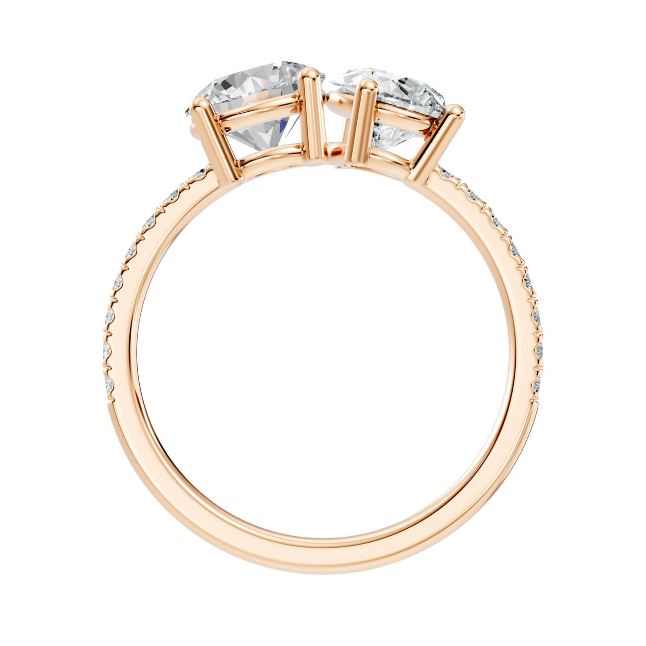 2.15 Ct. Round & Pear Two-Stone Diamond Ring with Pavé Band (16-b1) 5