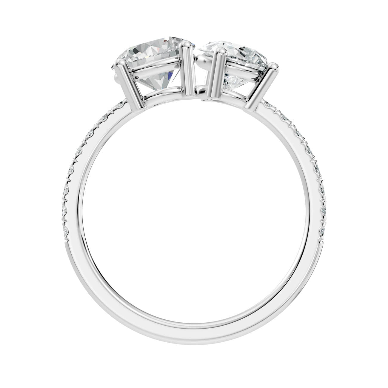 2.15 Ct. Round & Pear Two-Stone Diamond Ring with Pavé Band (16-b1) 11