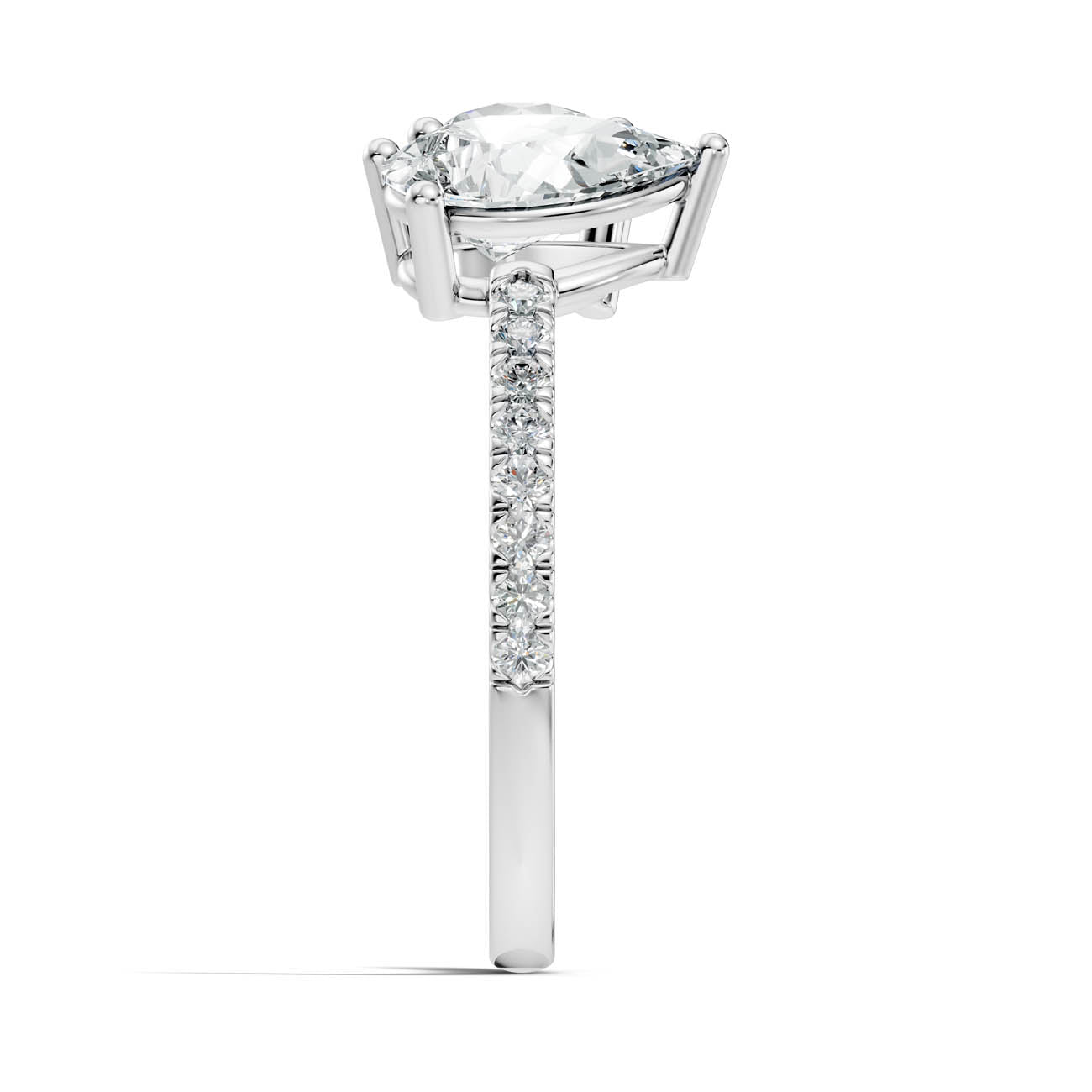 2.15 Ct. Round & Pear Two-Stone Diamond Ring with Pavé Band (16-b1) 12