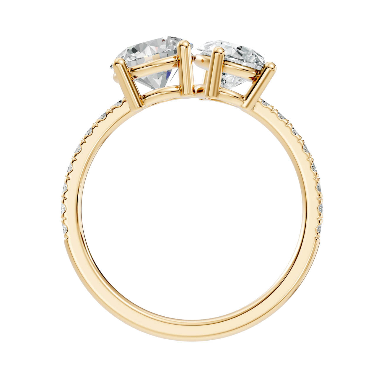 2.15 Ct. Round & Pear Two-Stone Diamond Ring with Pavé Band (16-b1) 14