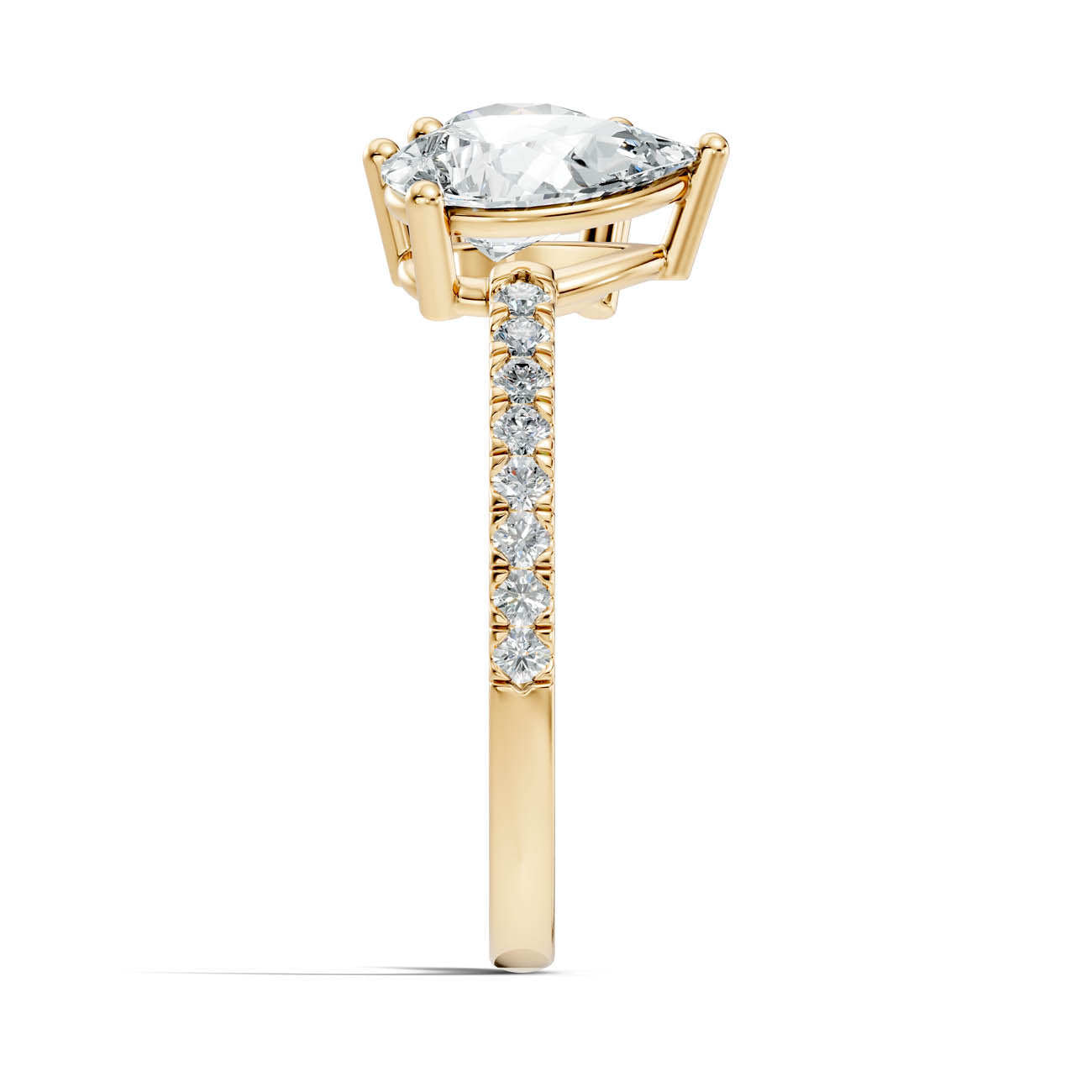 2.15 Ct. Round & Pear Two-Stone Diamond Ring with Pavé Band (16-b1) 15