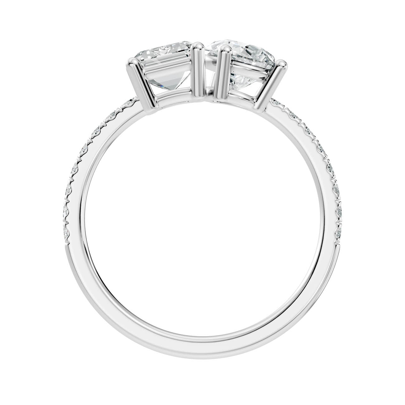 2.15 Ct. Emerald & Pear Two-Stone Diamond Ring with Pavé Band (16-c1) 11