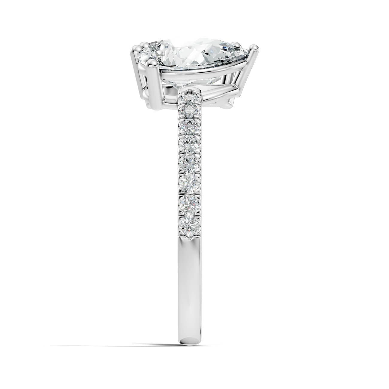 2.15 Ct. Emerald & Pear Two-Stone Diamond Ring with Pavé Band (16-c1) 12