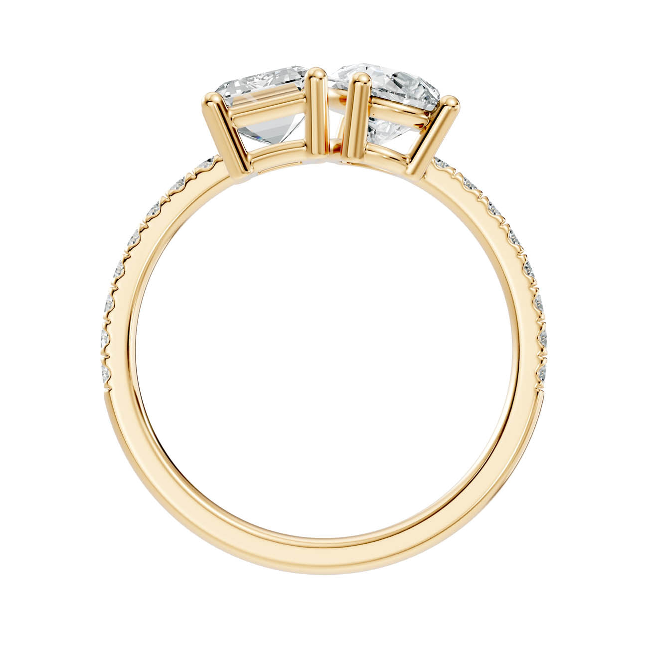 2.15 Ct. Emerald & Pear Two-Stone Diamond Ring with Pavé Band (16-c1) 14