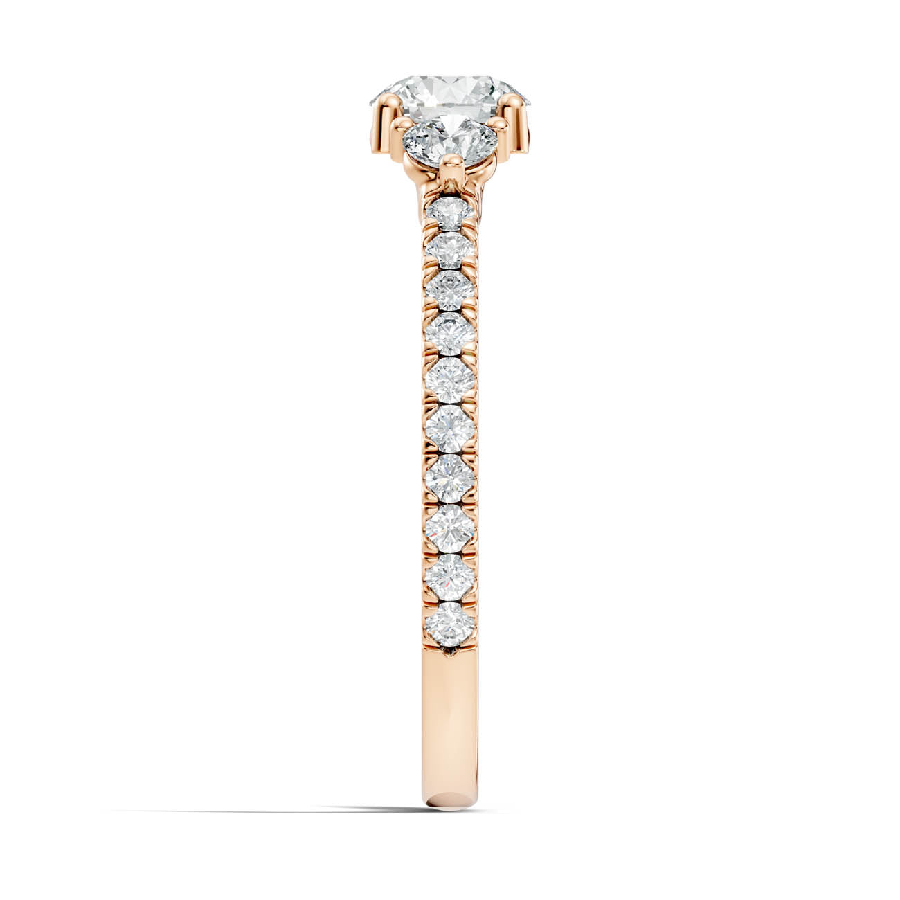 .90 Ct. Round Three-Stone Diamond Ring with Pavé Band (17-a1) 8