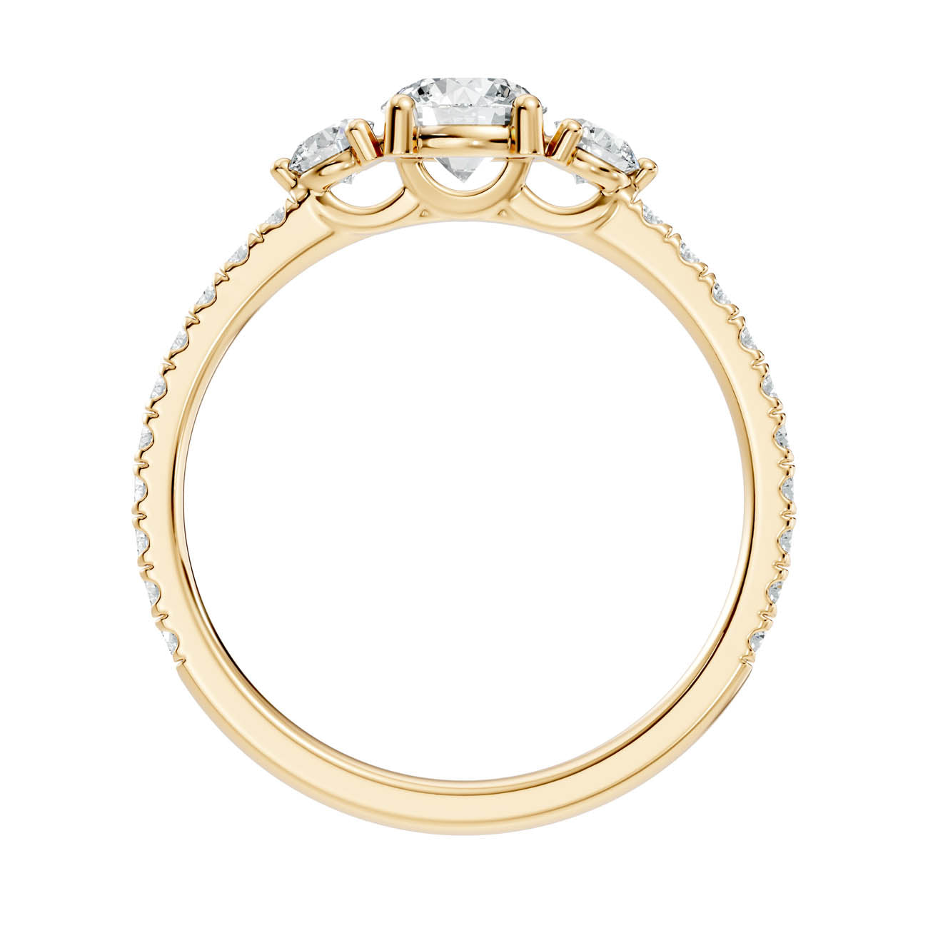 .90 Ct. Round Three-Stone Diamond Ring with Pavé Band (17-a1) 13