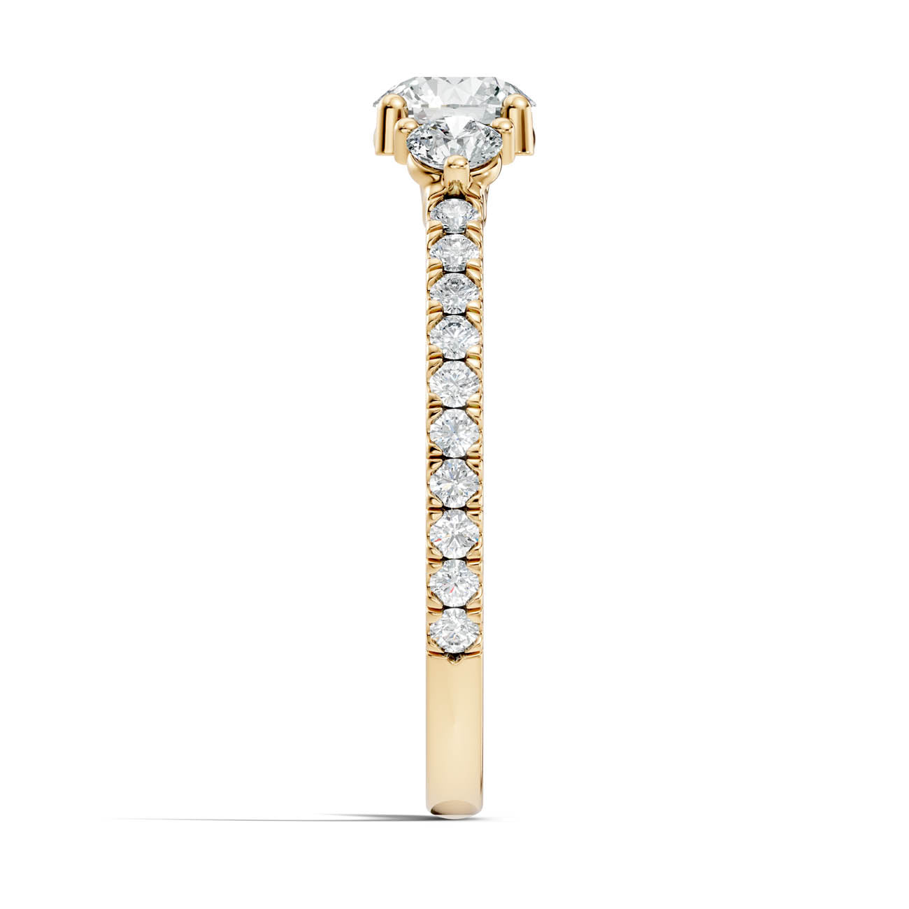 .90 Ct. Round Three-Stone Diamond Ring with Pavé Band (17-a1) 14