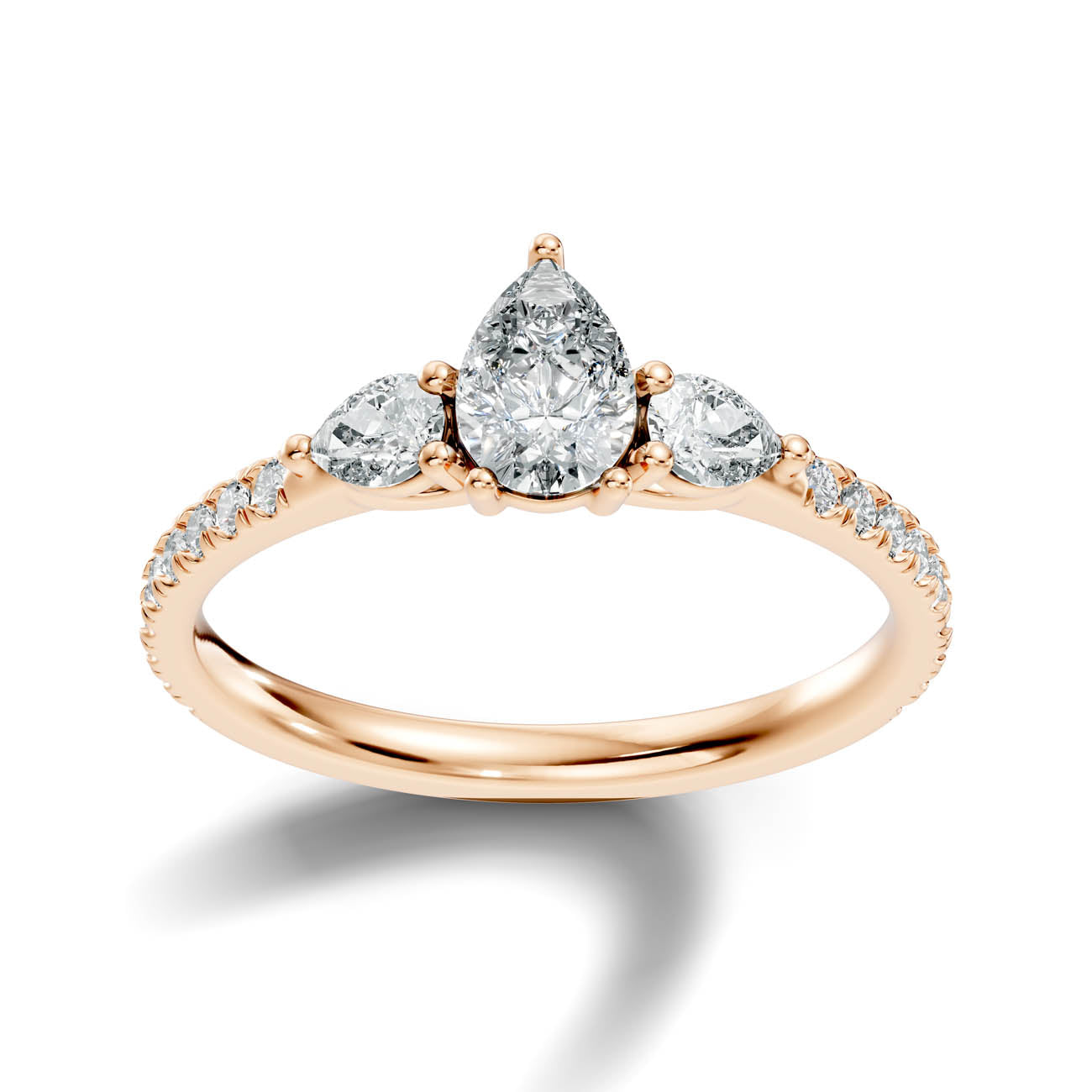 .95 Ct. Pear Diamond Ring with Three-Stone Design and Pavé Shank (17-d1) 7