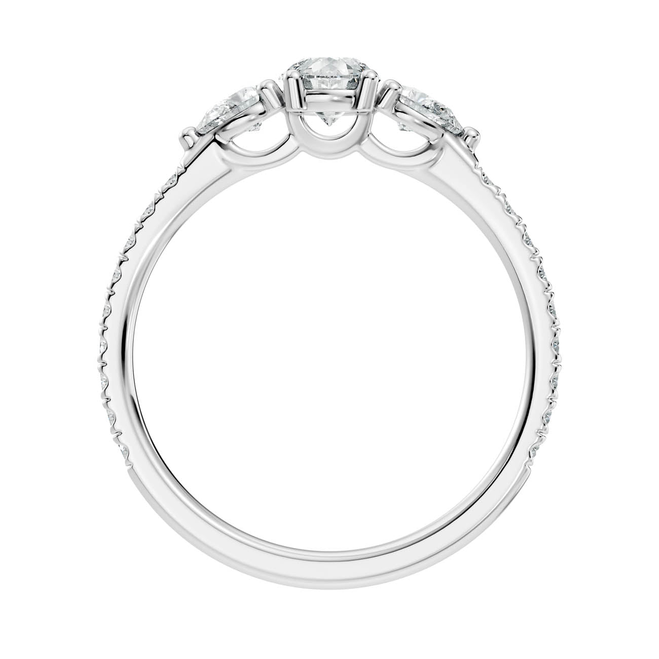 .95 Ct. Pear Diamond Ring with Three-Stone Design and Pavé Shank (17-d1) 11