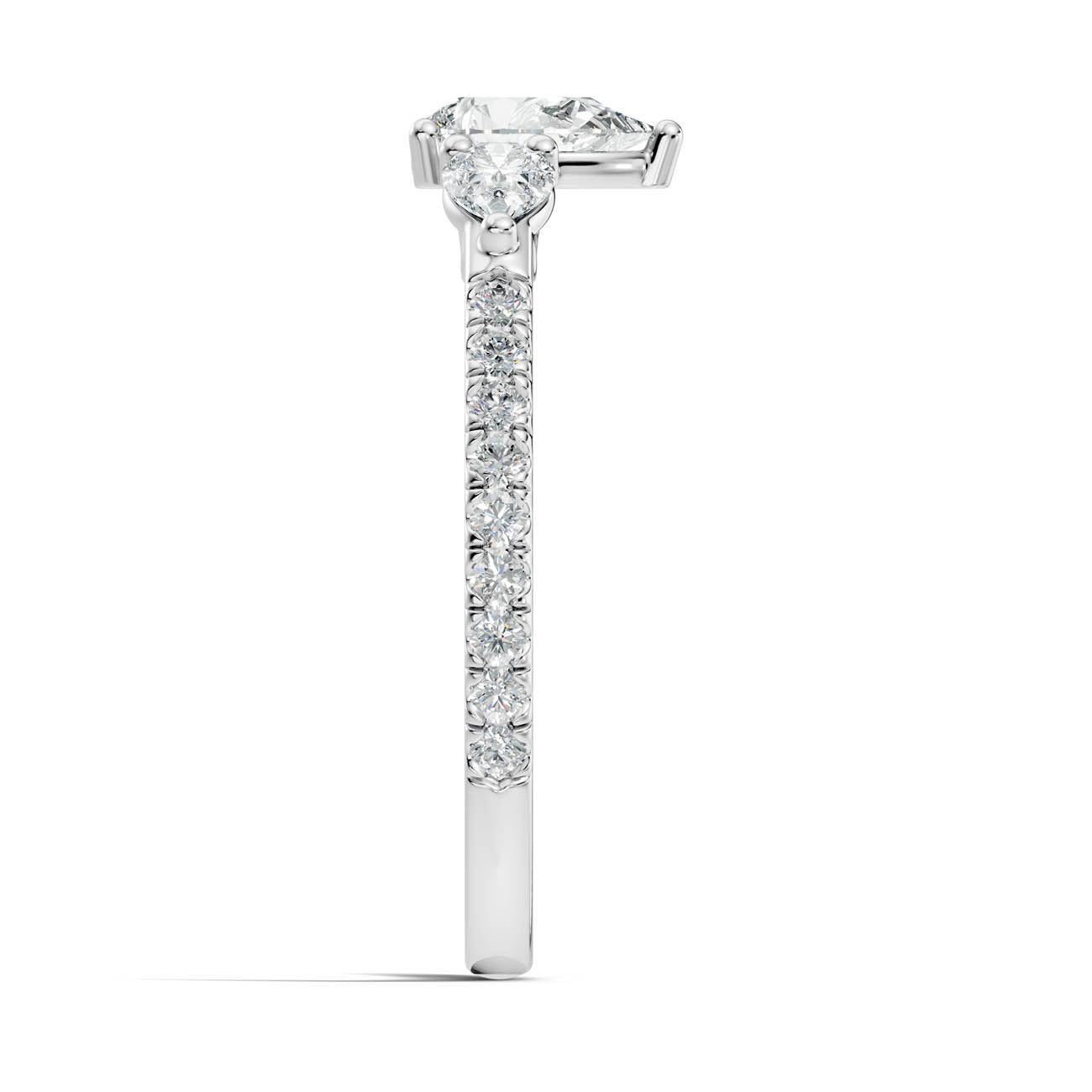 .95 Ct. Pear Diamond Ring with Three-Stone Design and Pavé Shank (17-d1) 12