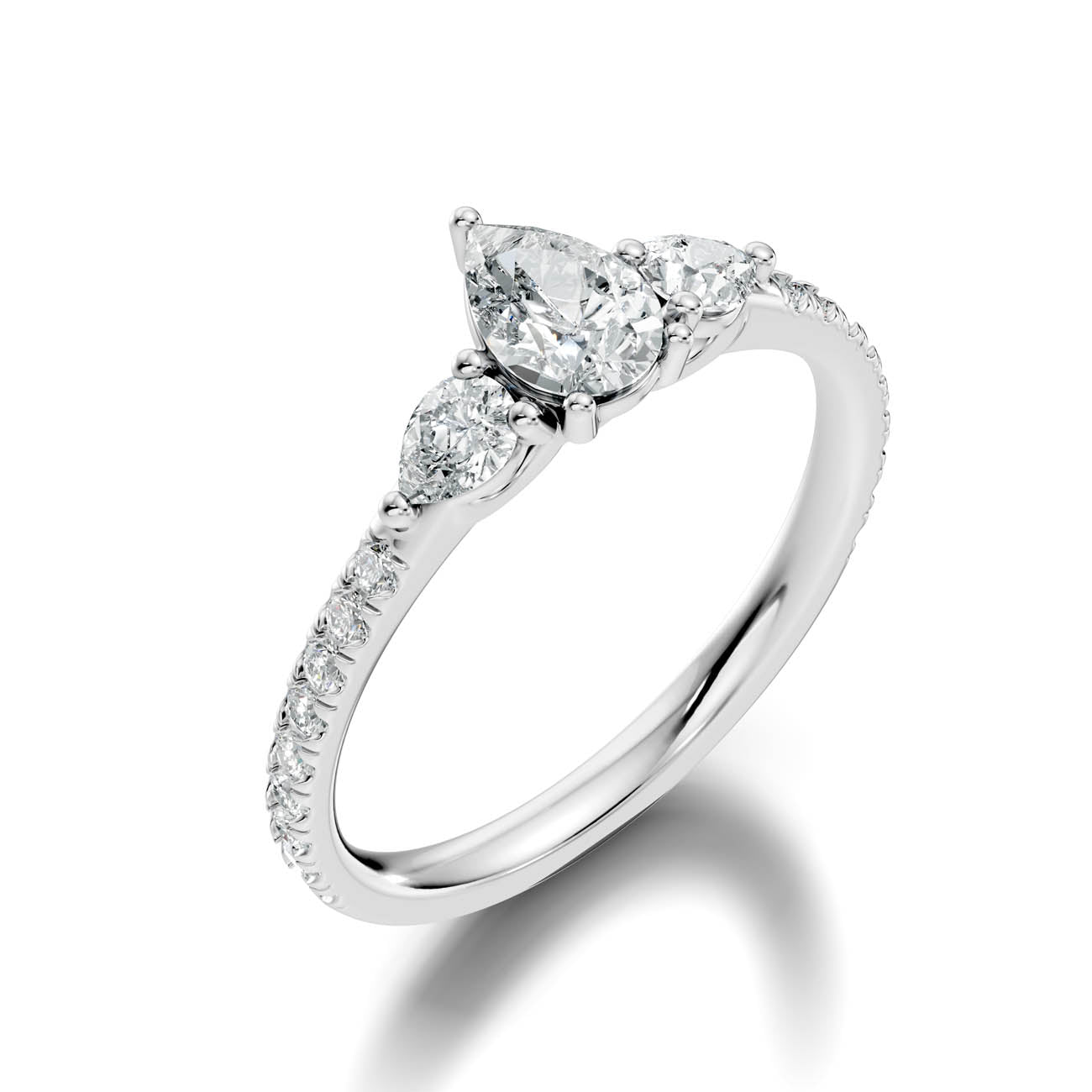 .95 Ct. Pear Diamond Ring with Three-Stone Design and Pavé Shank (17-d1) 13