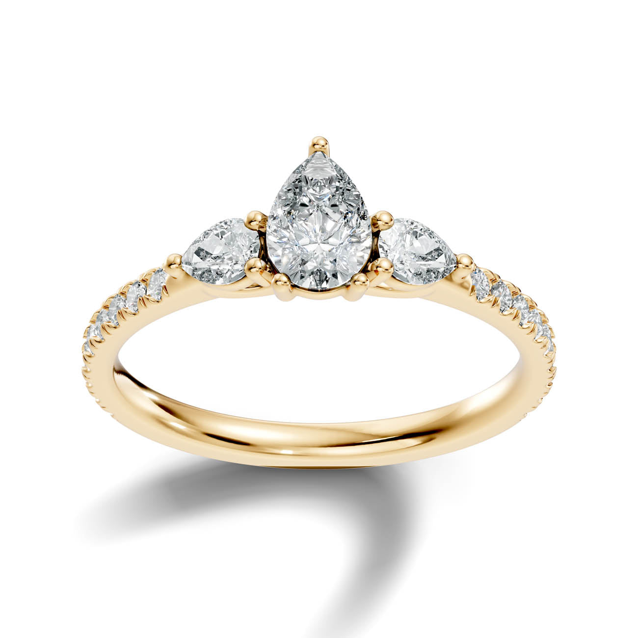 .95 Ct. Pear Diamond Ring with Three-Stone Design and Pavé Shank (17-d1) 4