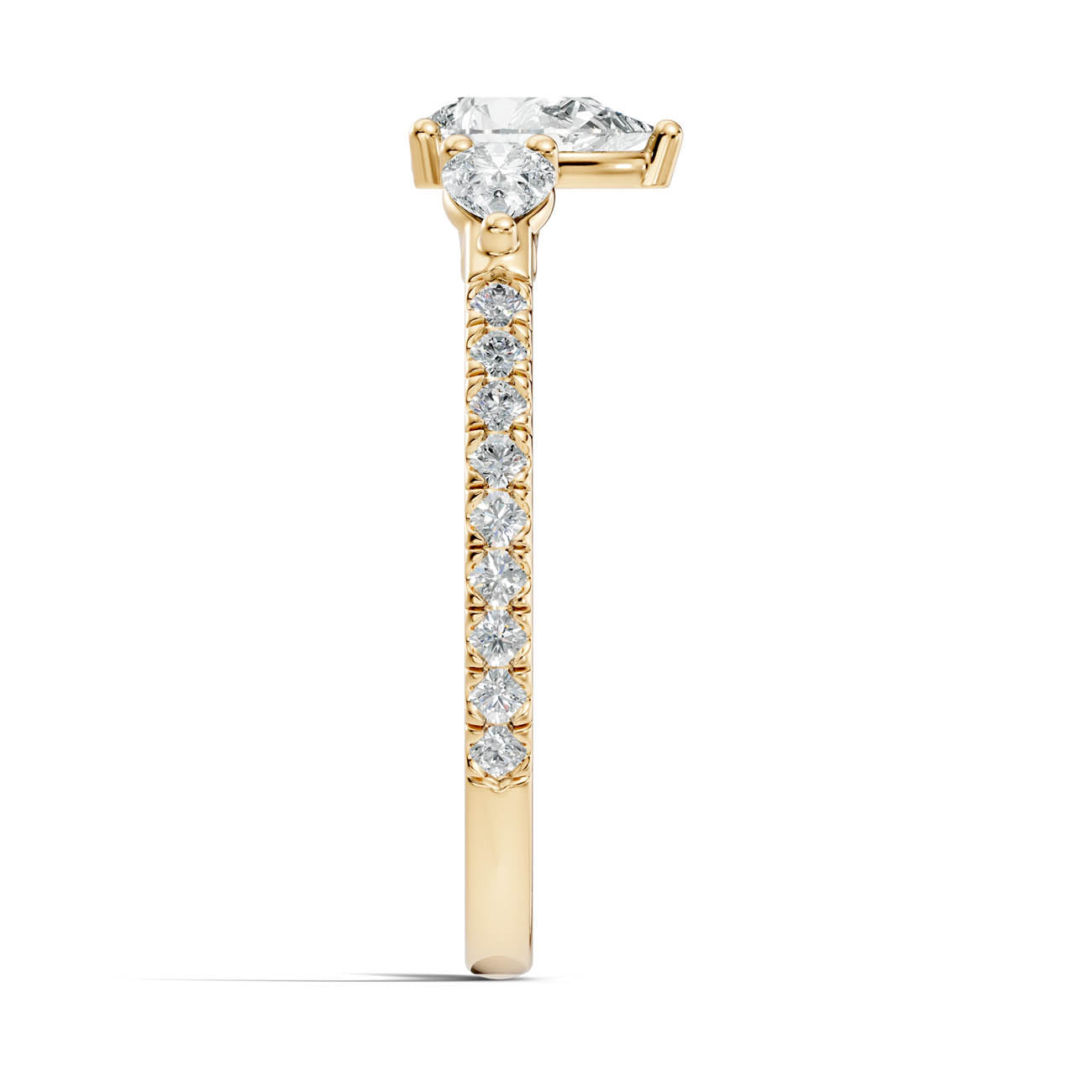 .95 Ct. Pear Diamond Ring with Three-Stone Design and Pavé Shank (17-d1) 15