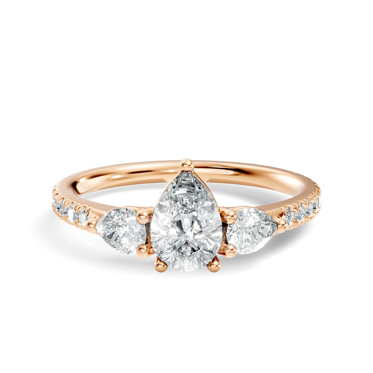 .95 Ct. Pear Diamond Ring with Three-Stone Design and Pavé Shank (17-d1) 6