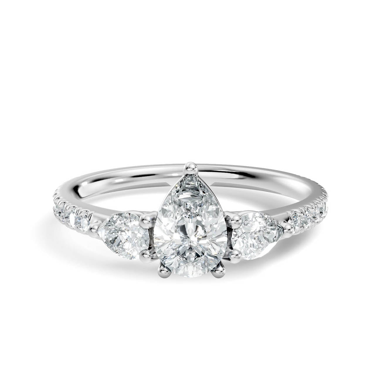 .95 Ct. Pear Diamond Ring with Three-Stone Design and Pavé Shank (17-d1) 10