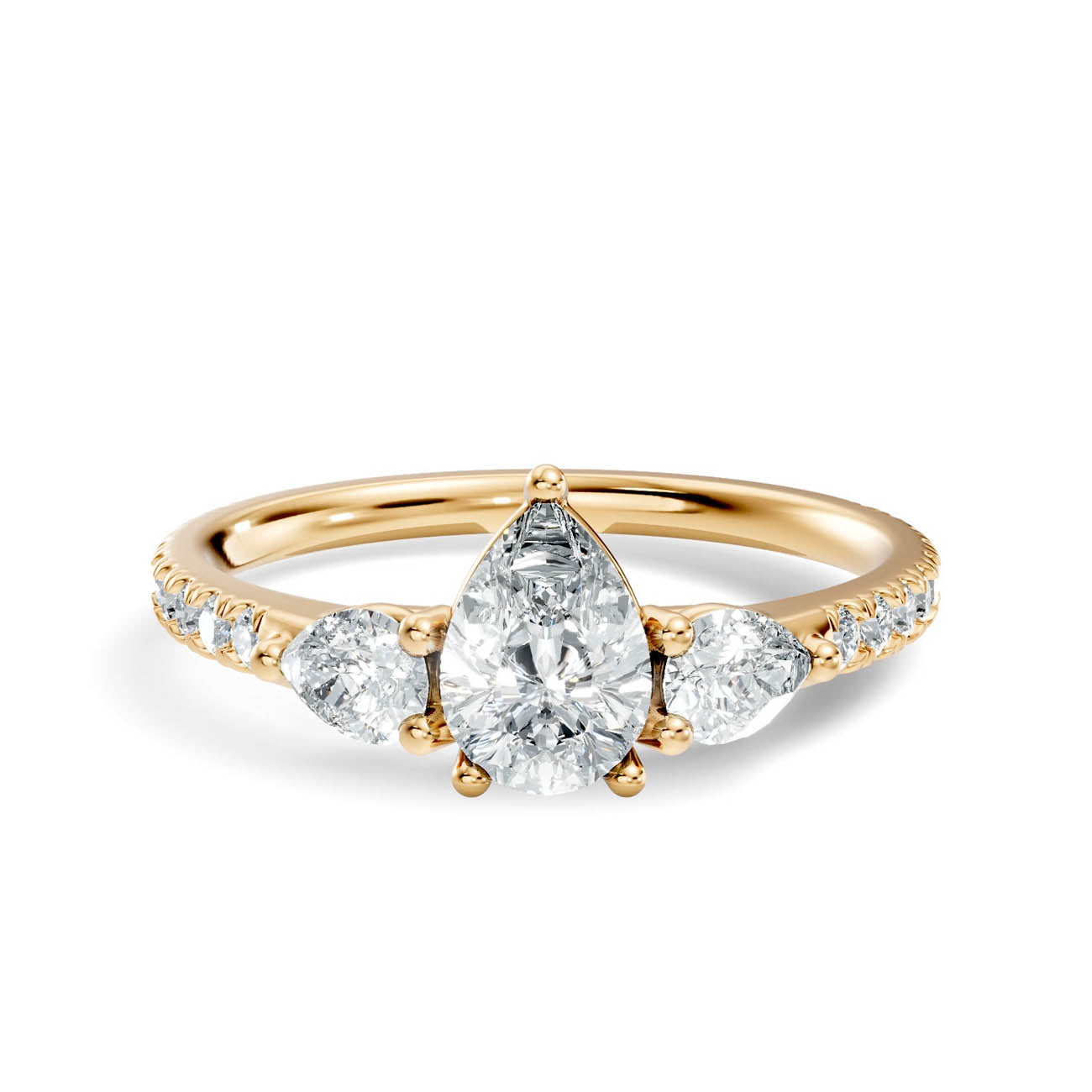.95 Ct. Pear Diamond Ring with Three-Stone Design and Pavé Shank (17-d1) 3