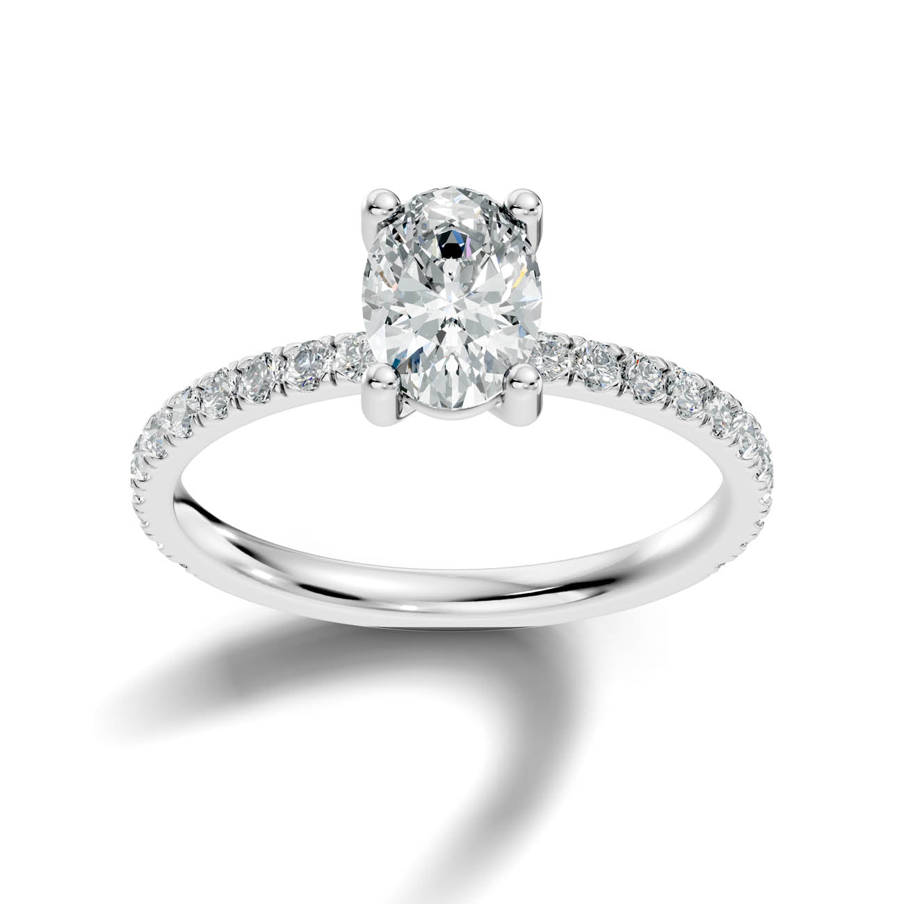 1.34 Ct. Oval Cut Diamond Pavé Engagement Ring (21-b)