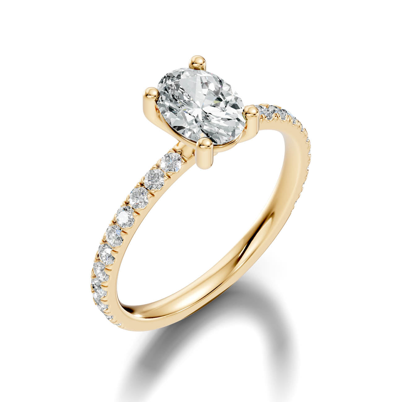1.34 Ct. Oval Cut Diamond Pavé Engagement Ring (21-b)