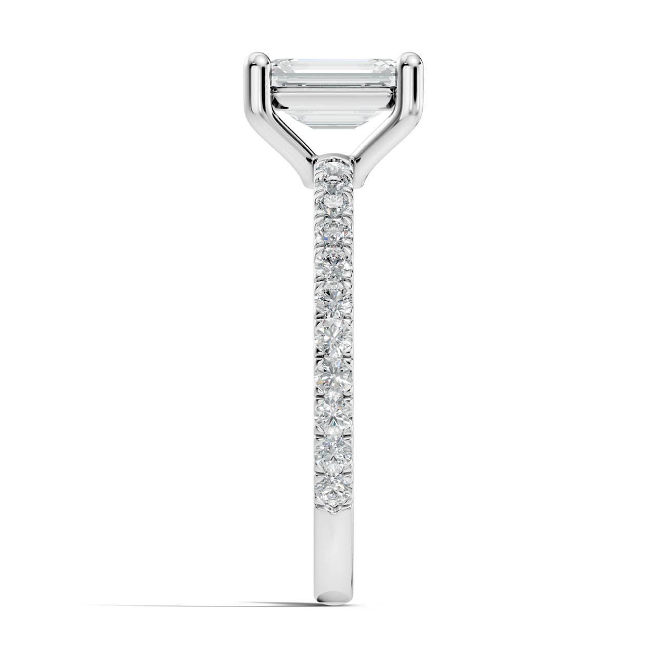 1.34 Ct. Emerald Cut Diamond Pavé Engagement Ring (21-c) 12