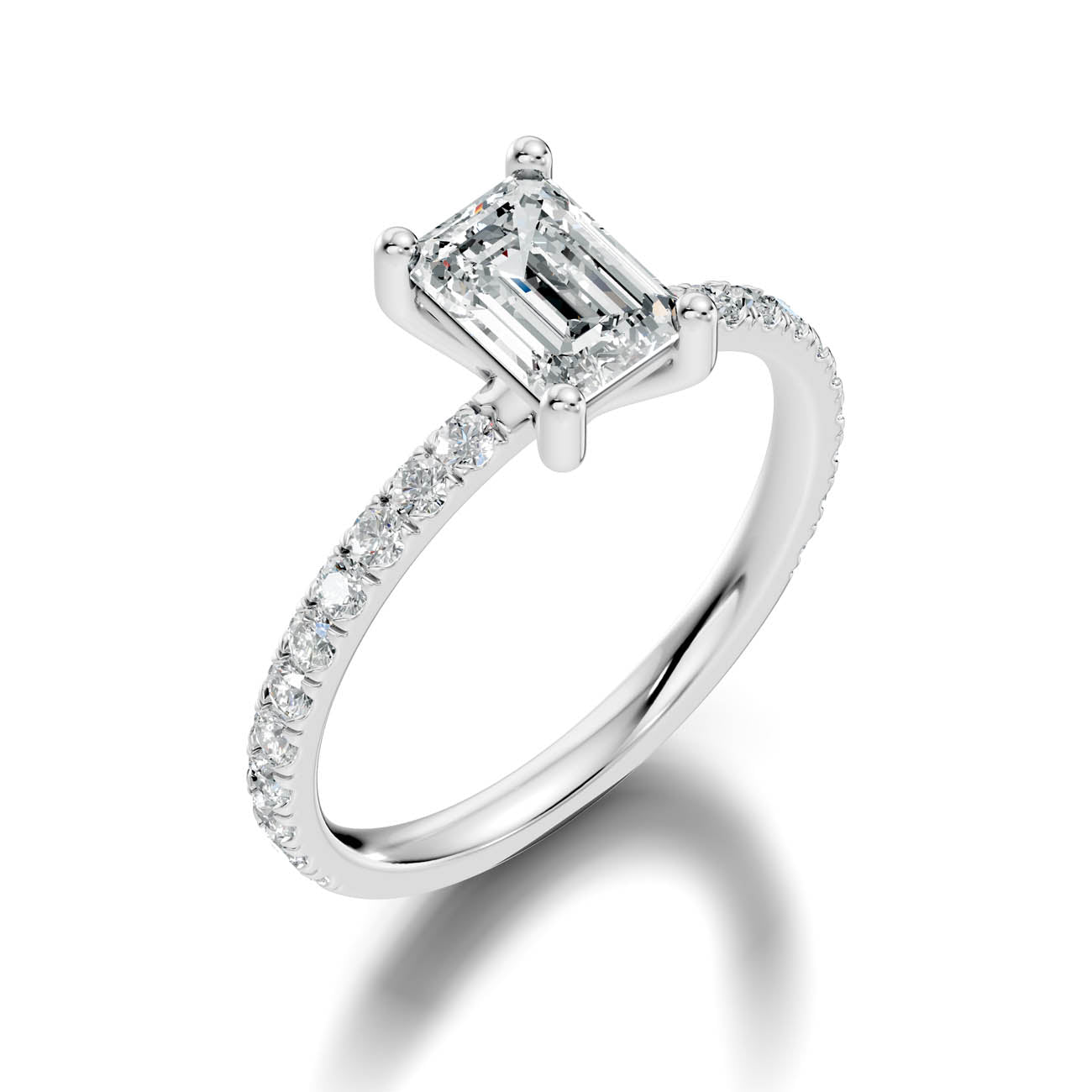 1.34 Ct. Emerald Cut Diamond Pavé Engagement Ring (21-c) 13
