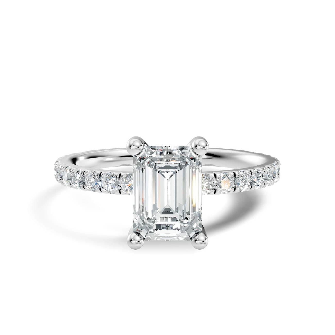 1.34 Ct. Emerald Cut Diamond Pavé Engagement Ring (21-c) 10