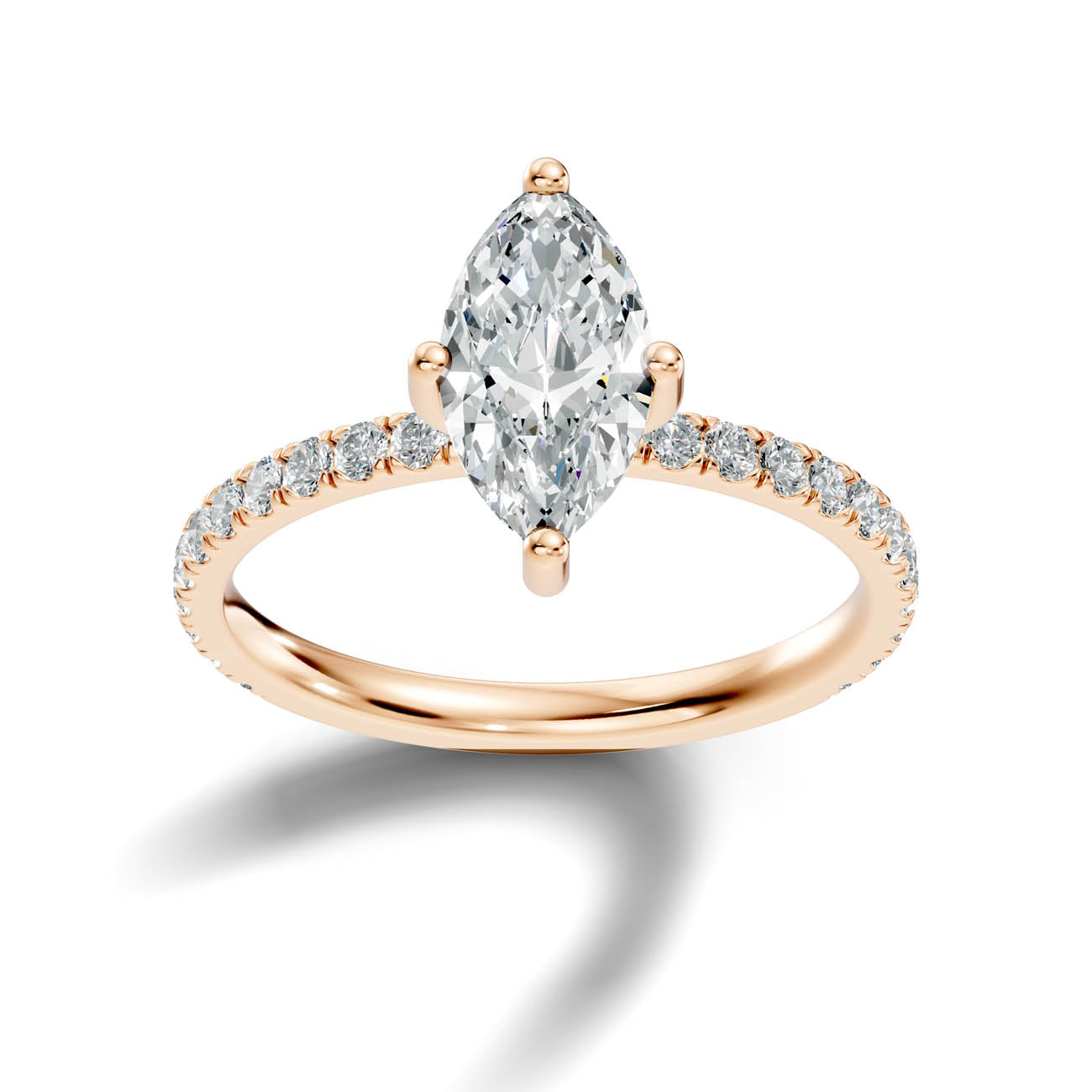 1.34 Ct. Marquise Diamond Pavé Band Engagement Ring (21-d) 7