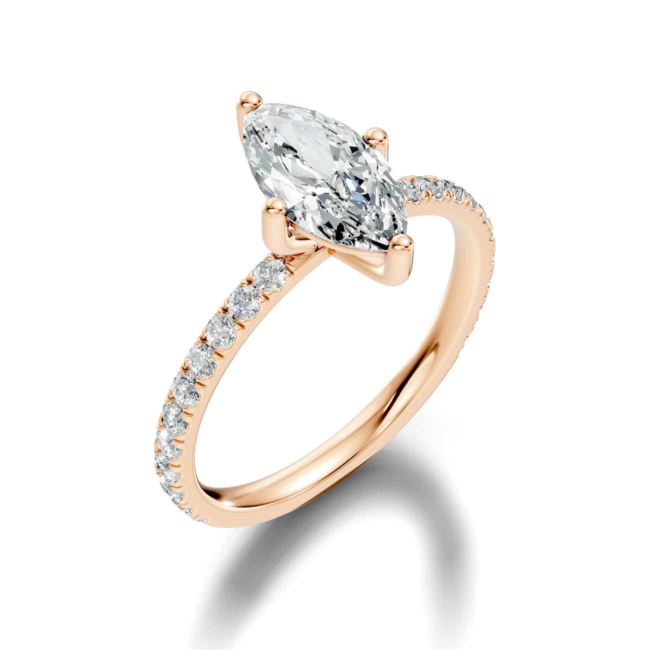 1.34 Ct. Marquise Diamond Pavé Band Engagement Ring (21-d) 9