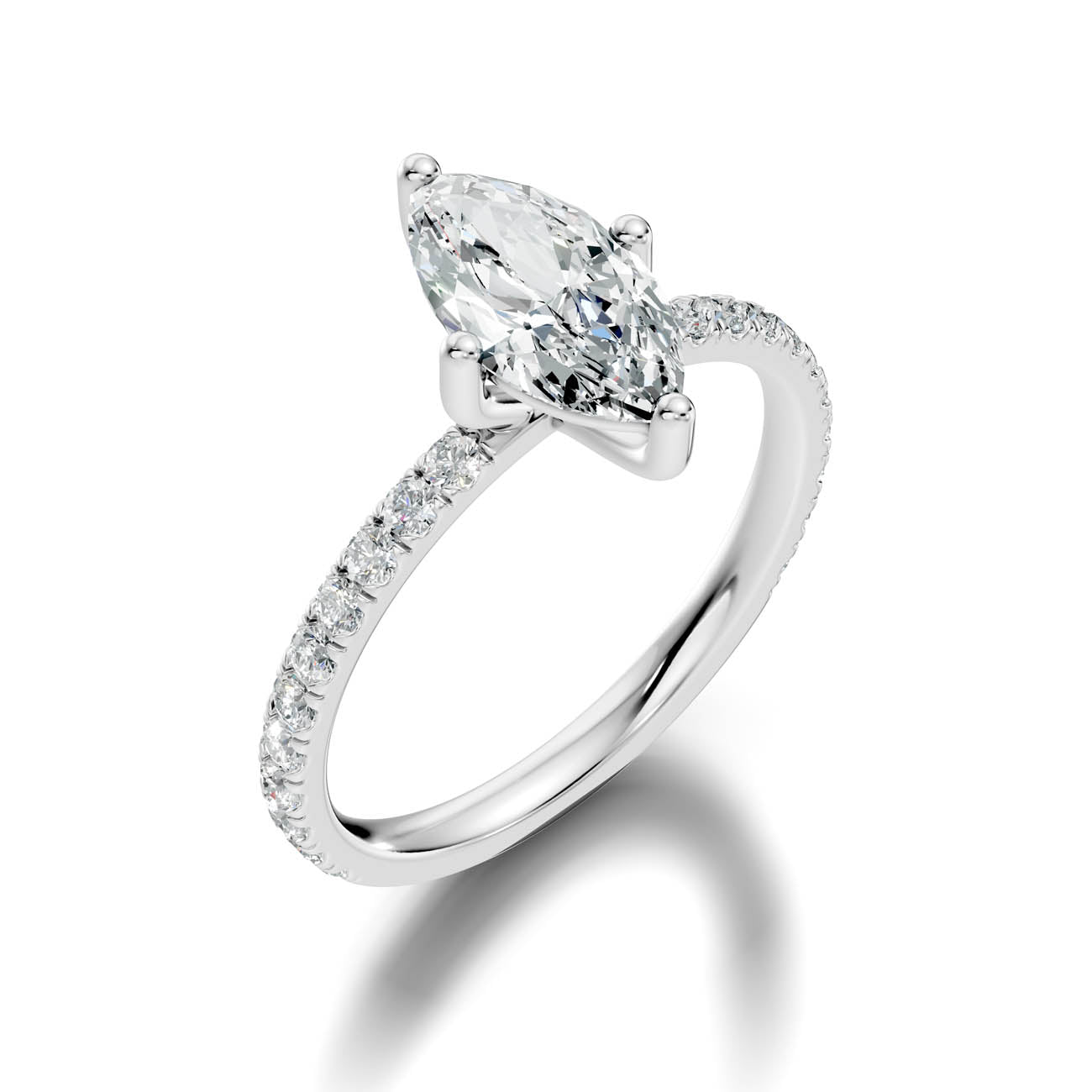 1.34 Ct. Marquise Diamond Pavé Band Engagement Ring (21-d) 13