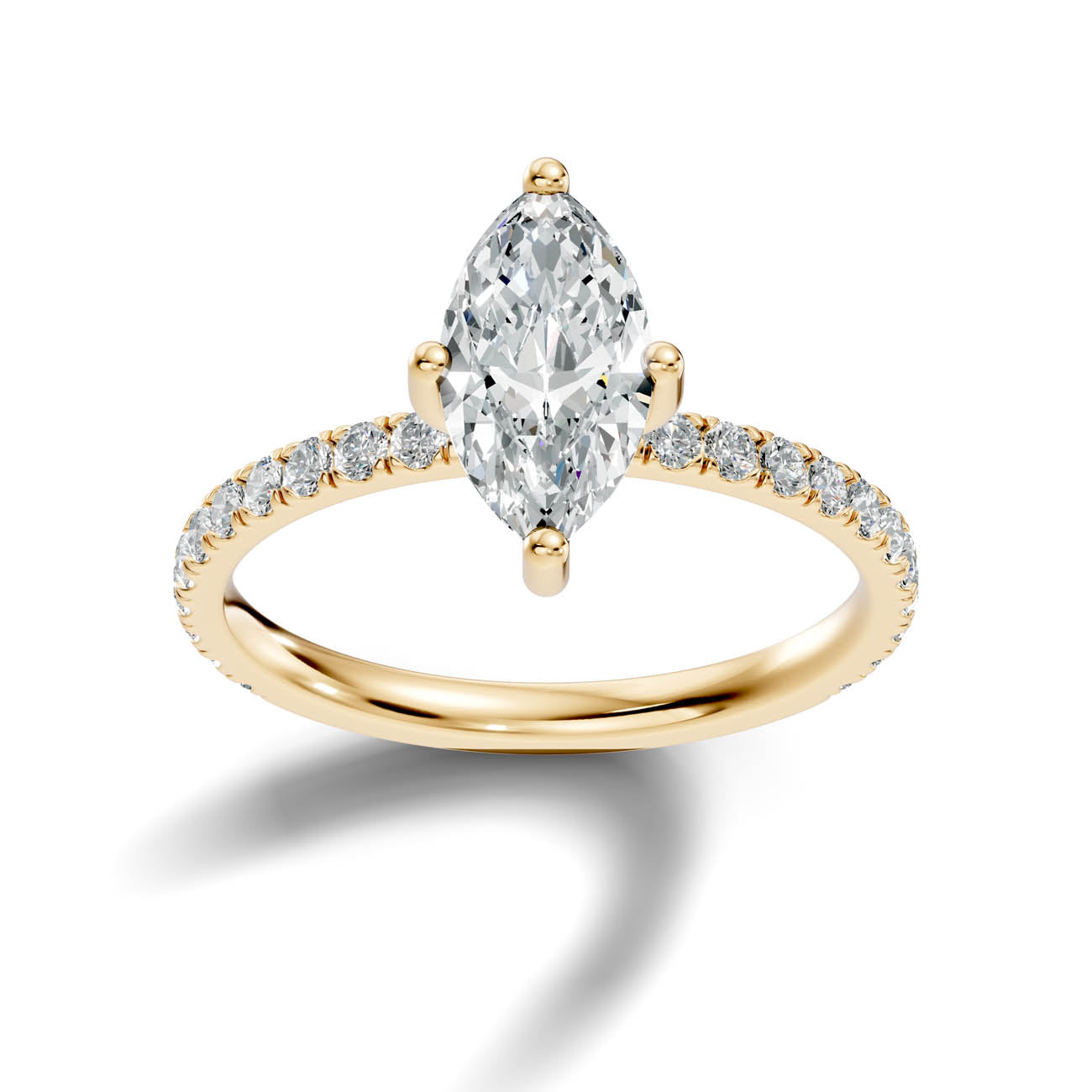 1.34 Ct. Marquise Diamond Pavé Band Engagement Ring (21-d) 4