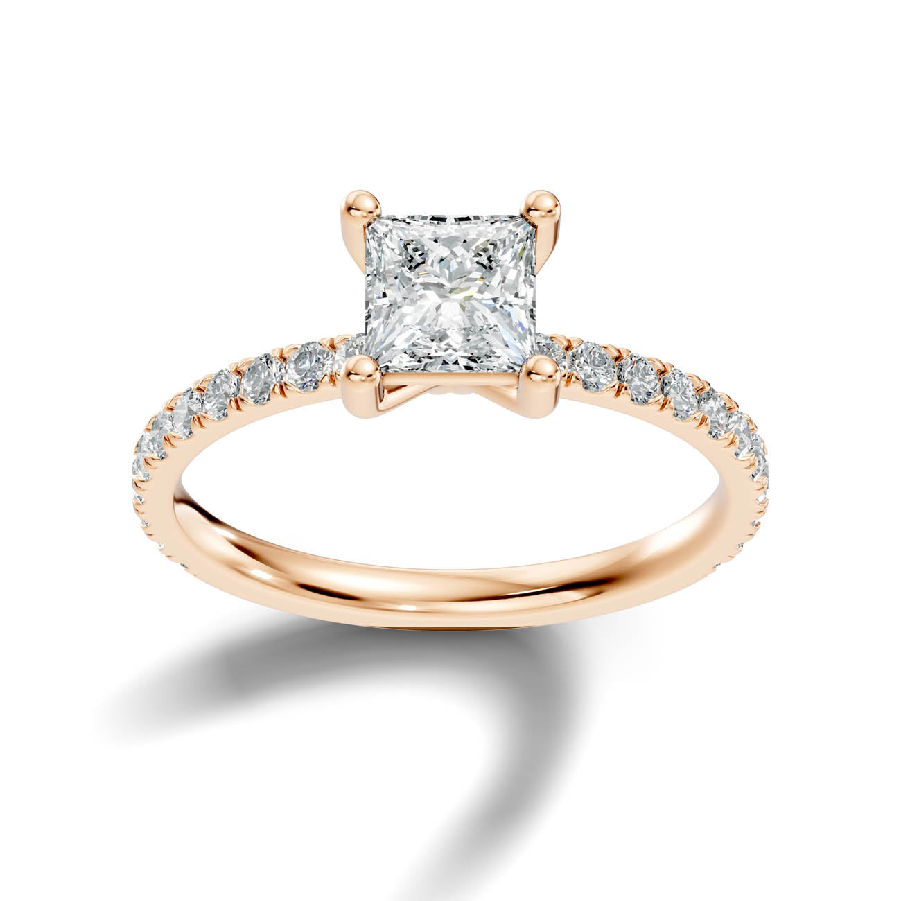 1.34 Ct. Princess Cut Diamond Pavé Engagement Ring (21-e) 7