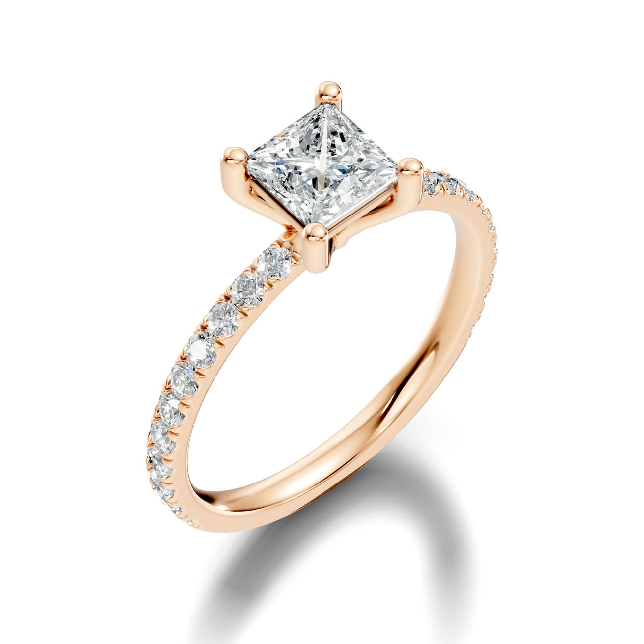 1.34 Ct. Princess Cut Diamond Pavé Engagement Ring (21-e) 9