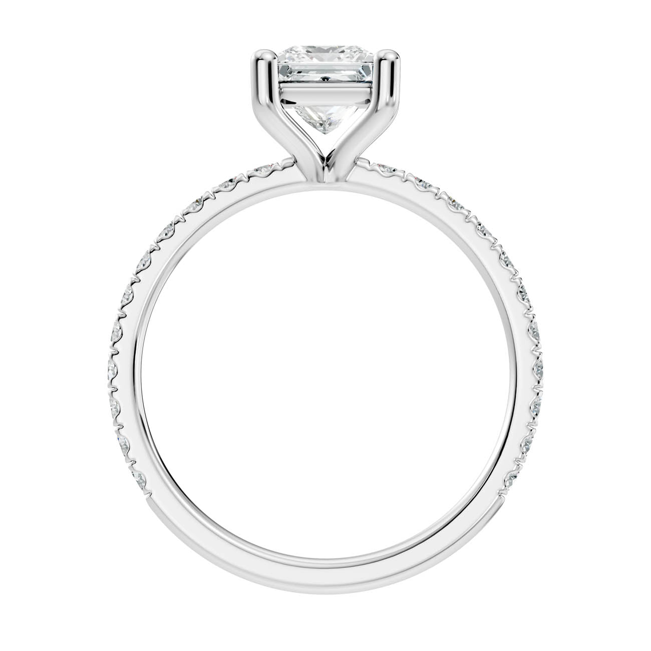 1.34 Ct. Princess Cut Diamond Pavé Engagement Ring (21-e) 11