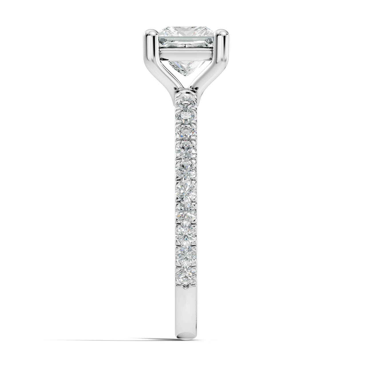 1.34 Ct. Princess Cut Diamond Pavé Engagement Ring (21-e) 12