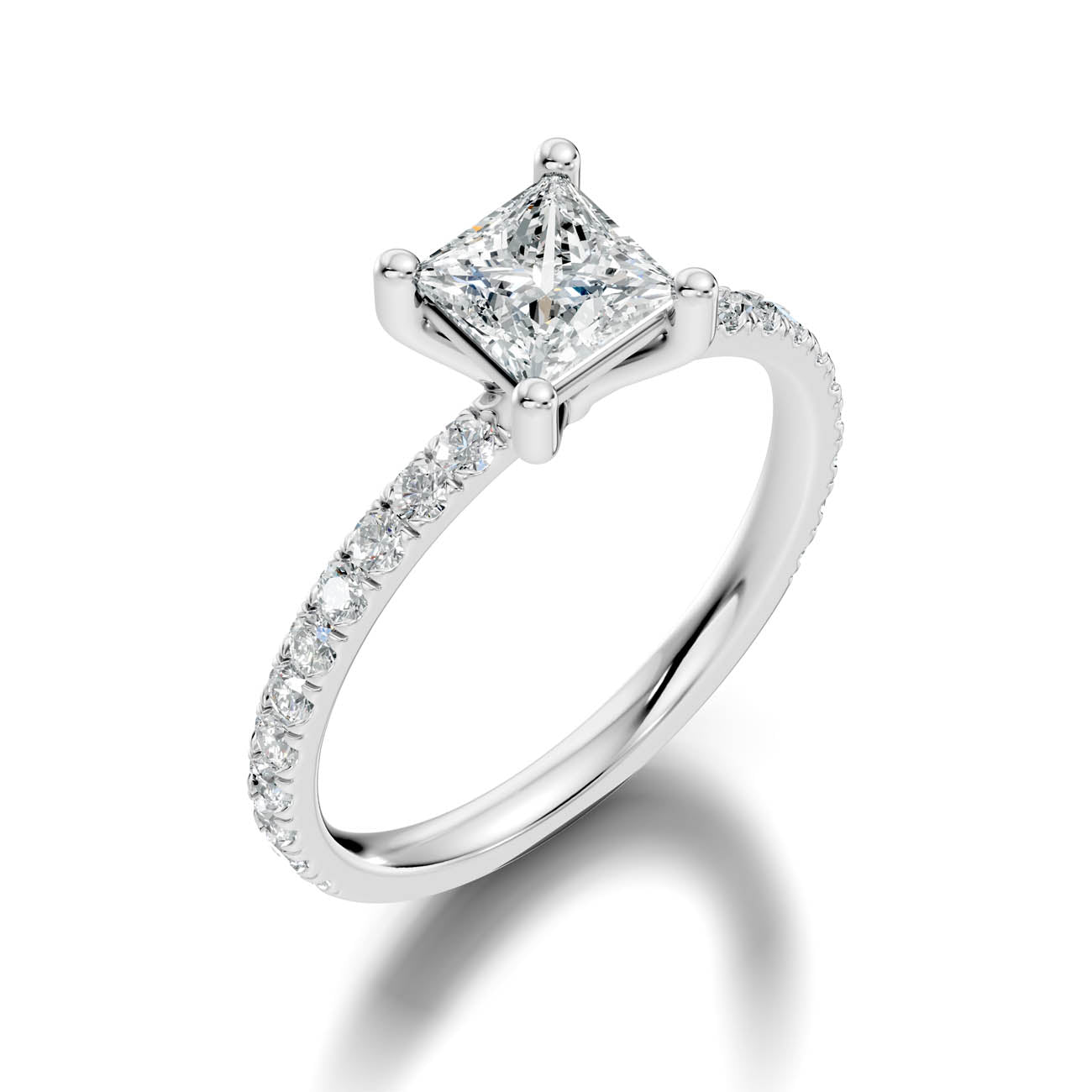 1.34 Ct. Princess Cut Diamond Pavé Engagement Ring (21-e) 13