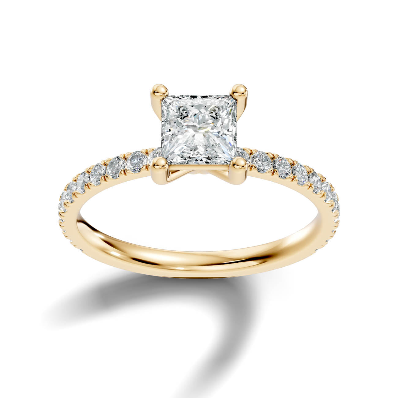 1.34 Ct. Princess Cut Diamond Pavé Engagement Ring (21-e) 4