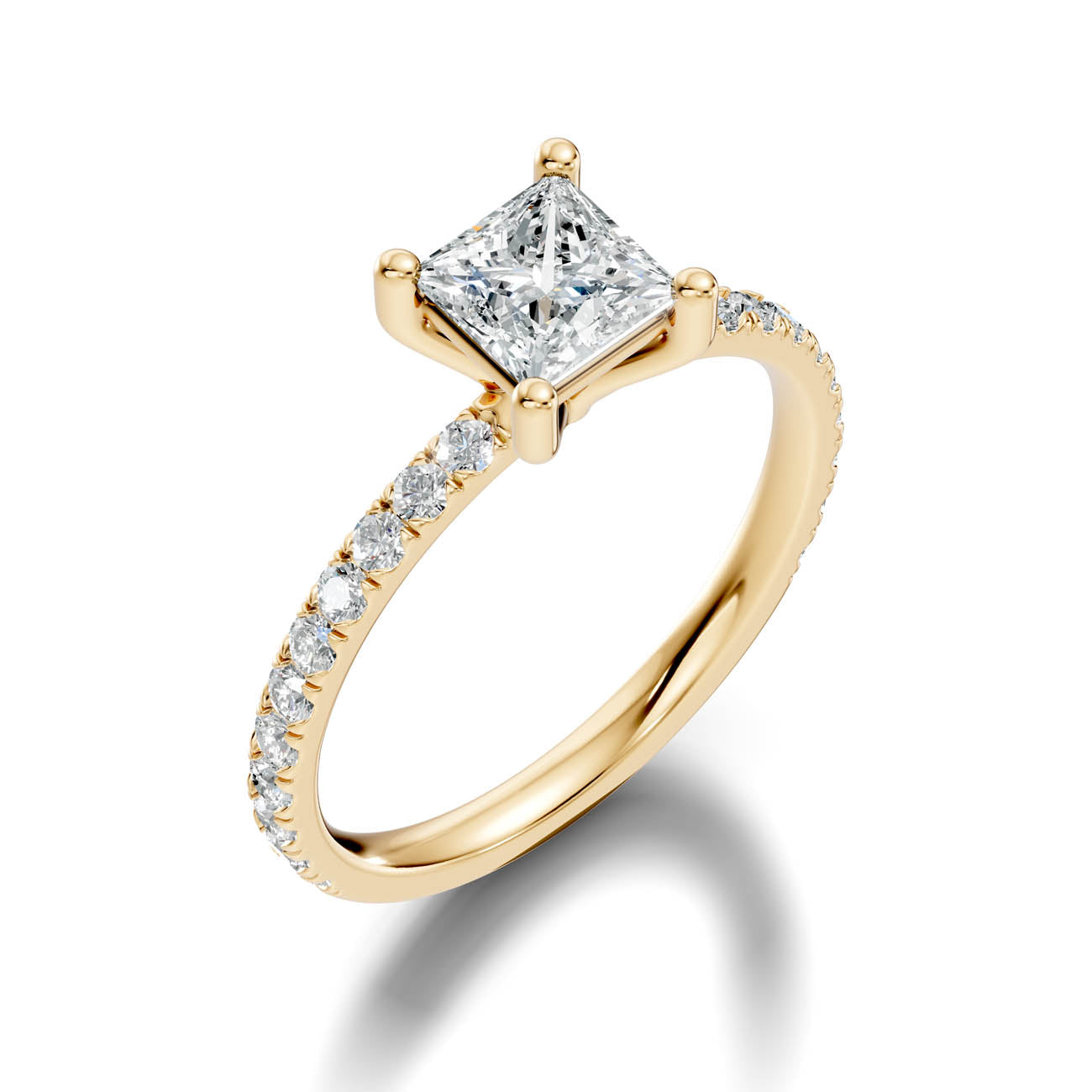 1.34 Ct. Princess Cut Diamond Pavé Engagement Ring (21-e)