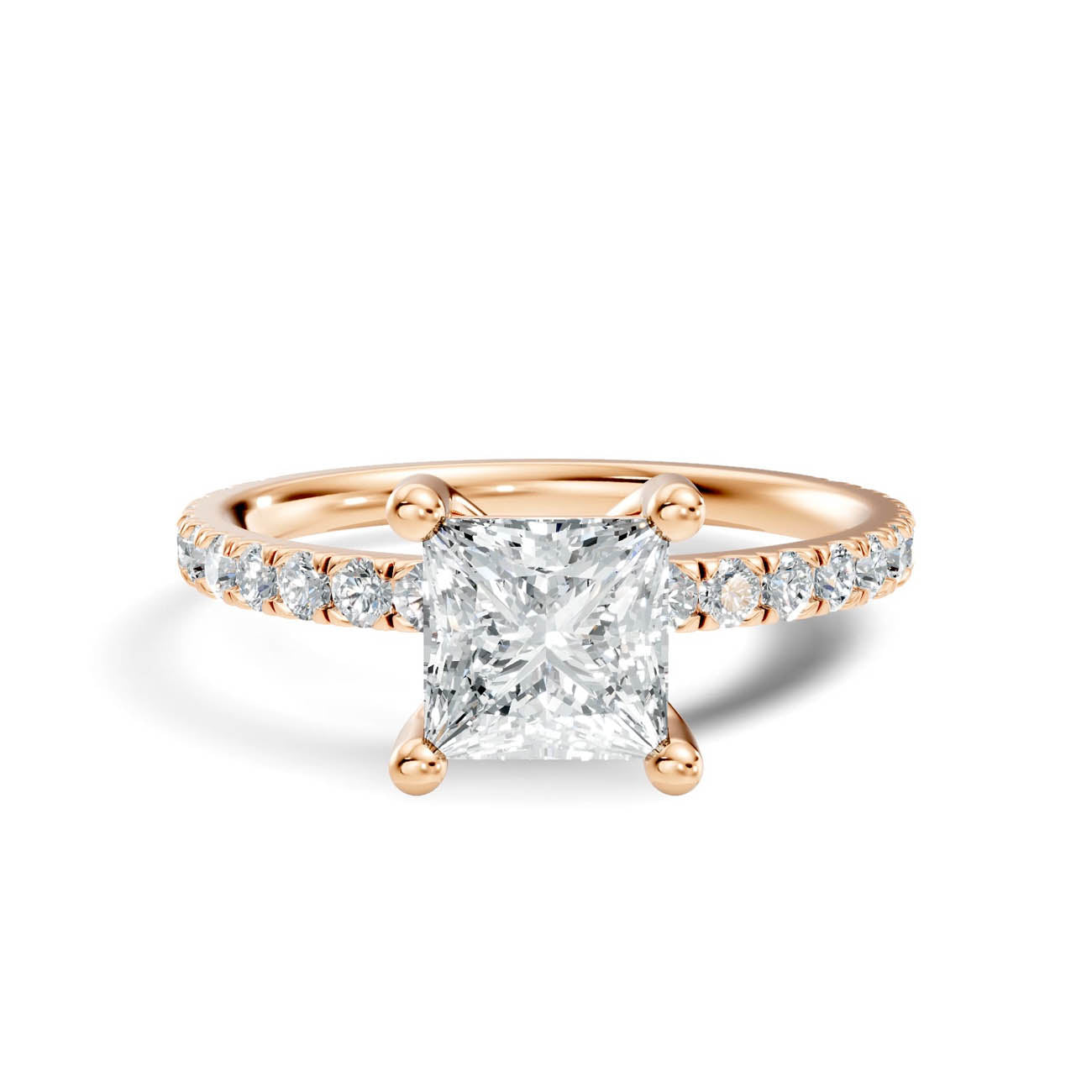 1.34 Ct. Princess Cut Diamond Pavé Engagement Ring (21-e) 6