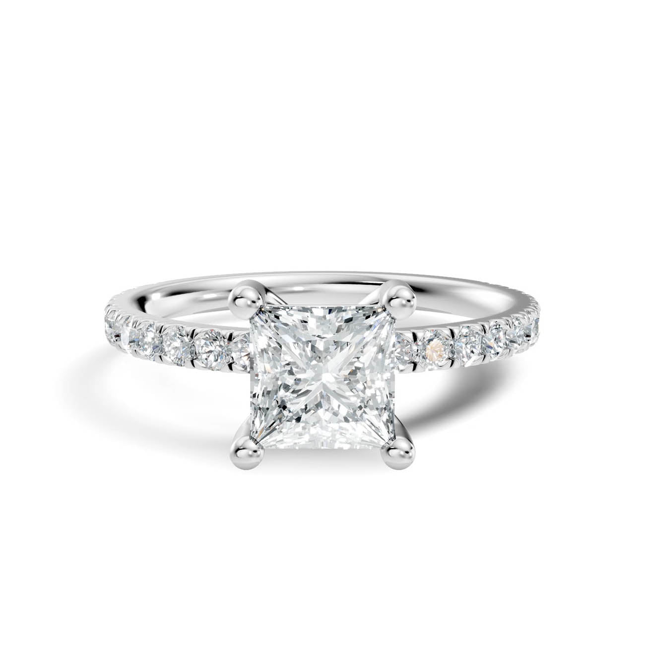 1.34 Ct. Princess Cut Diamond Pavé Engagement Ring (21-e) 10