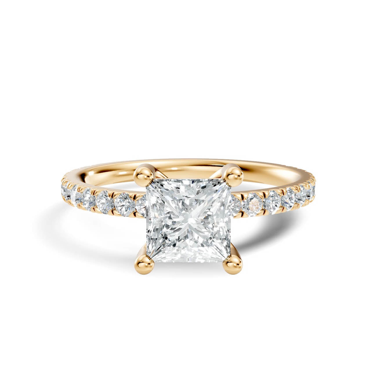 1.34 Ct. Princess Cut Diamond Pavé Engagement Ring (21-e) 3