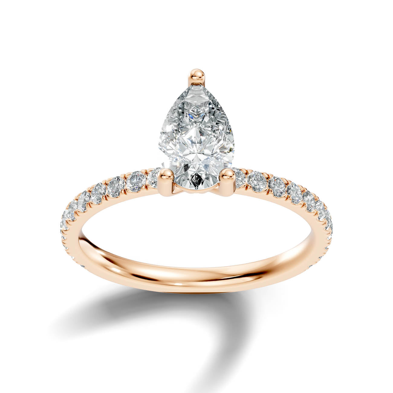1.34 Ct. Classic Pear Diamond Ring with Pavé Band Setting (21-f) 7