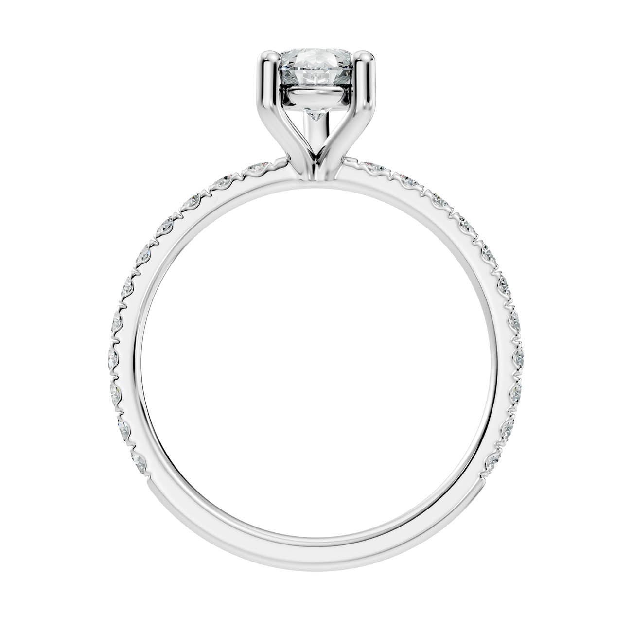 1.34 Ct. Classic Pear Diamond Ring with Pavé Band Setting (21-f) 11