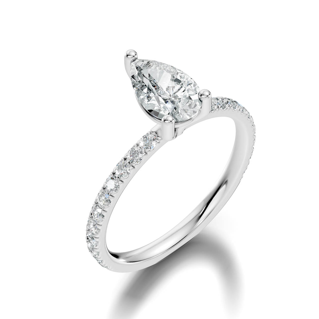 1.34 Ct. Classic Pear Diamond Ring with Pavé Band Setting (21-f) 13