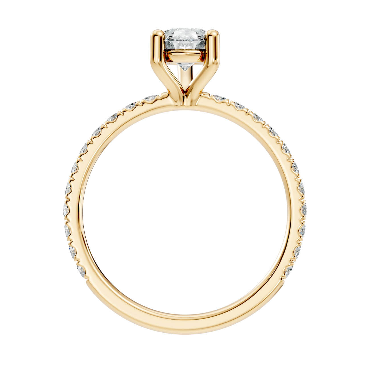1.34 Ct. Classic Pear Diamond Ring with Pavé Band Setting (21-f) 14
