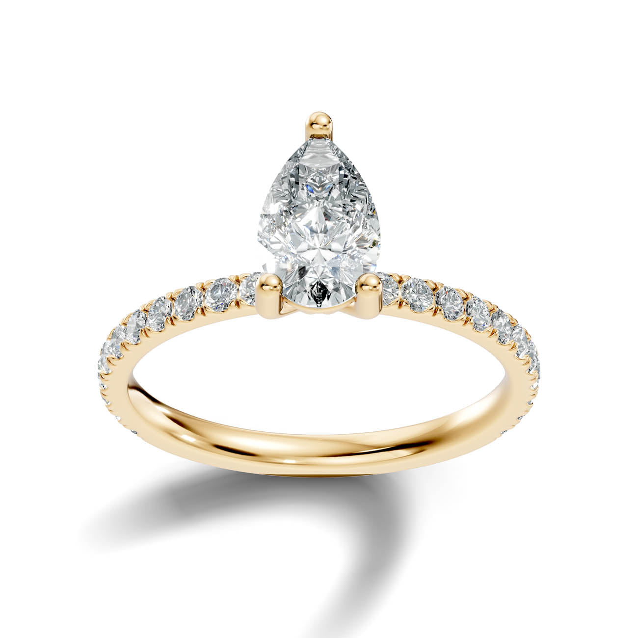 1.34 Ct. Classic Pear Diamond Ring with Pavé Band Setting (21-f) 4