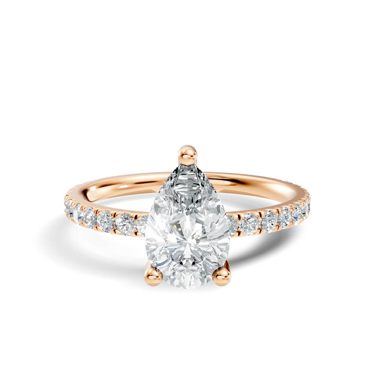 1.34 Ct. Classic Pear Diamond Ring with Pavé Band Setting (21-f) 6