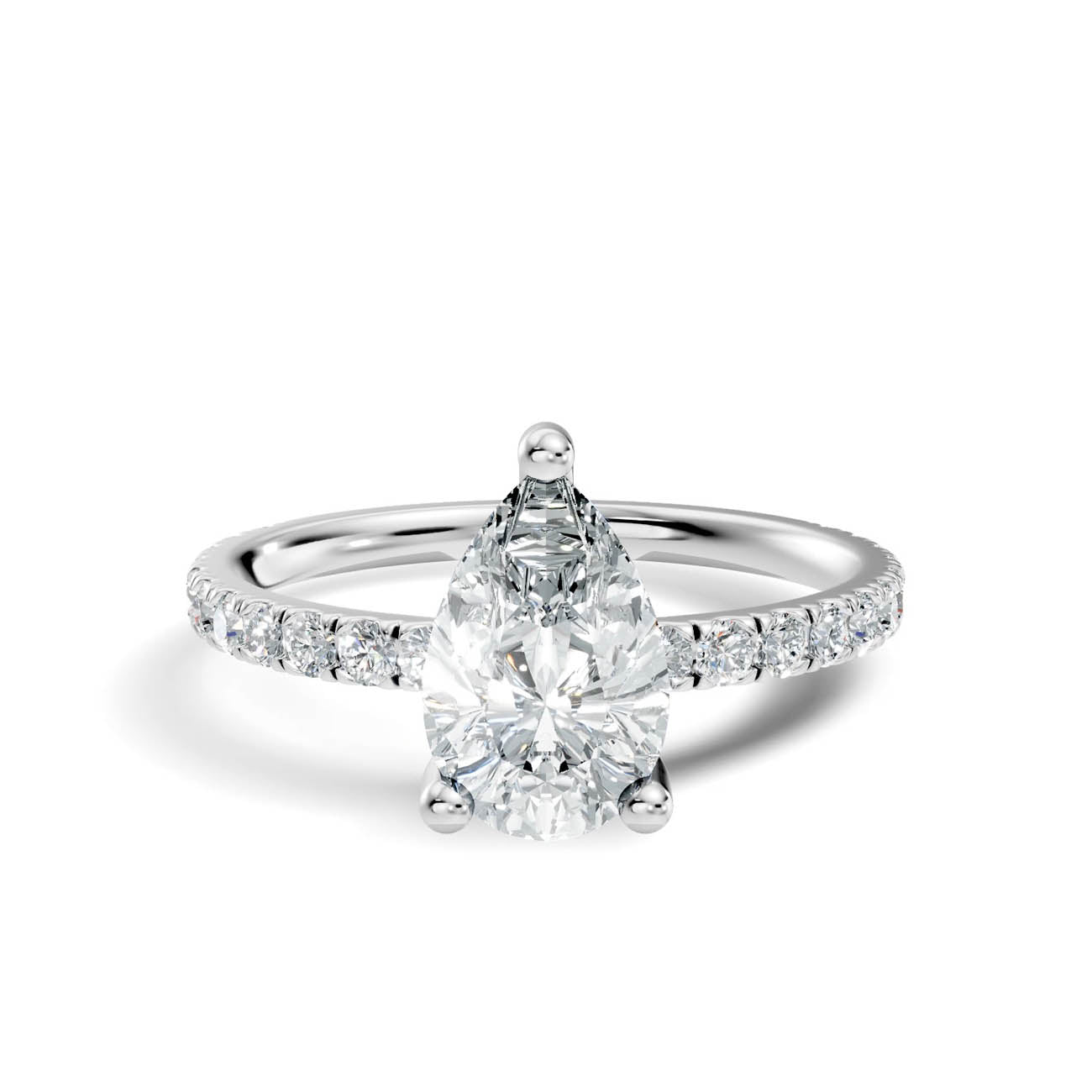 1.34 Ct. Classic Pear Diamond Ring with Pavé Band Setting (21-f) 10
